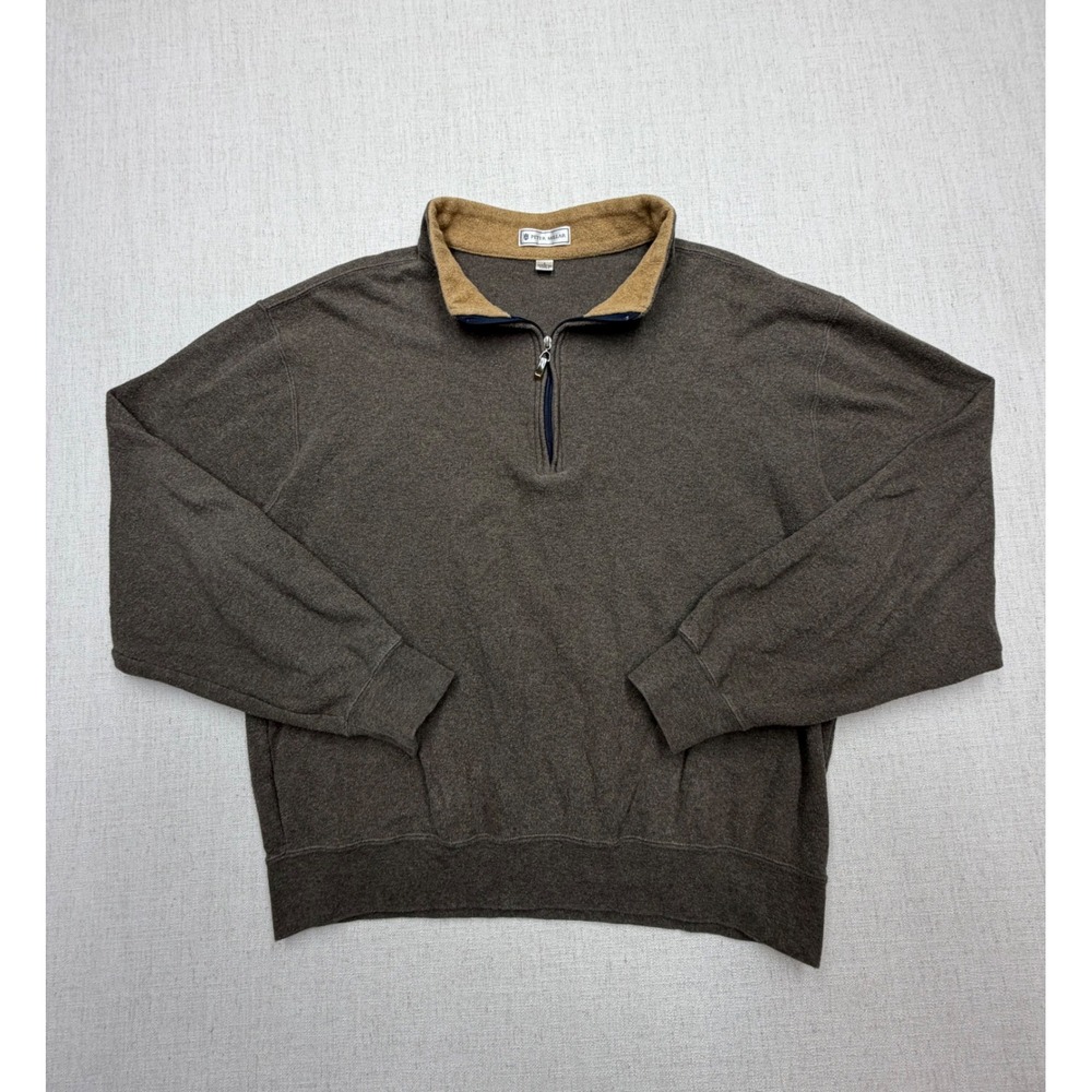 Peter Millar Mens Brown 100% Cotton Quarter Zip Pullover Sweater Large